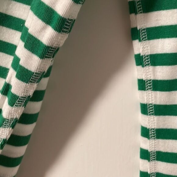 Oleg Cassini Sport green & white stripe 3/4 sleeve boat neck tee size Medium - Picture 6 of 8